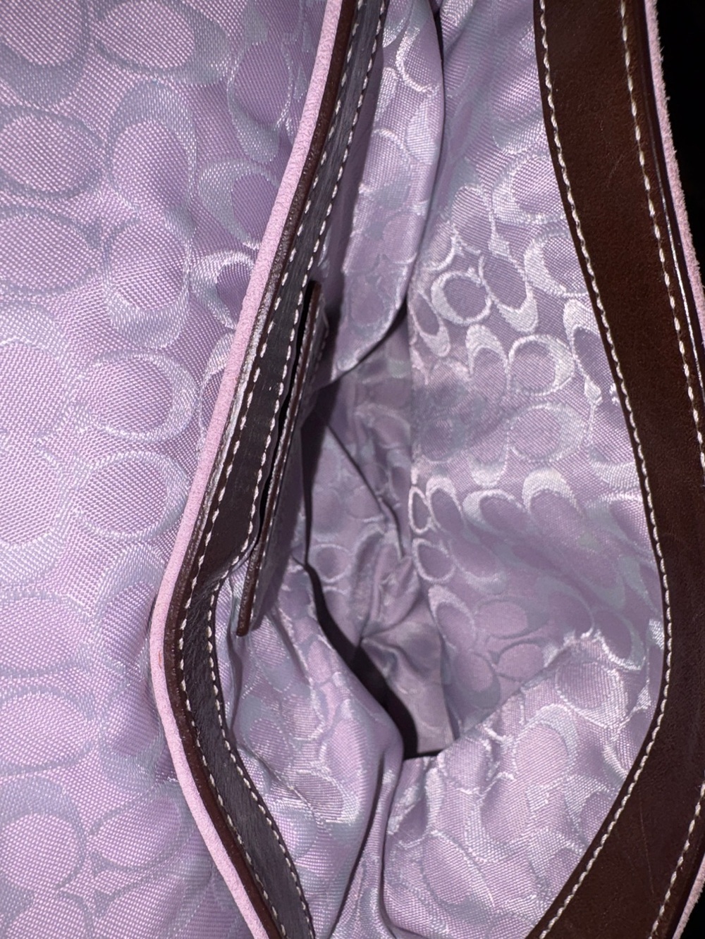 Coach Vintage 2004 Soho Suede Crossbody in Lilac with Brown Leather Trim 4743 - Picture 5 of 8